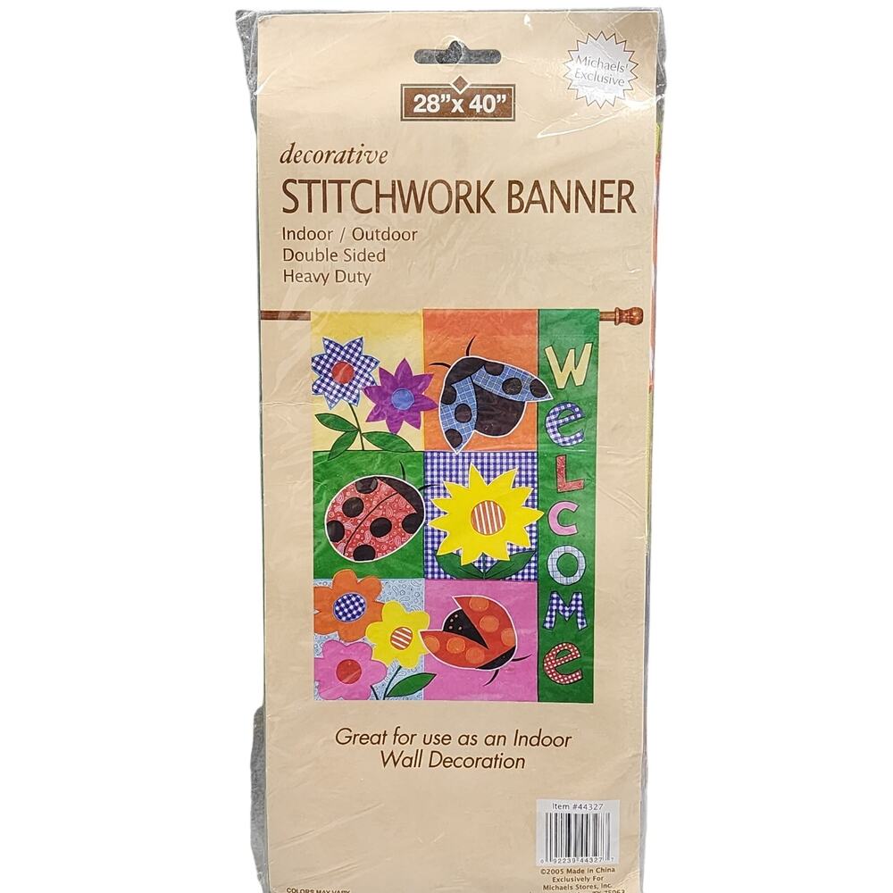 Spring Decorative Stitchwork Banner Indoor/Outdoor 28"x40" Michaels' Exclusive